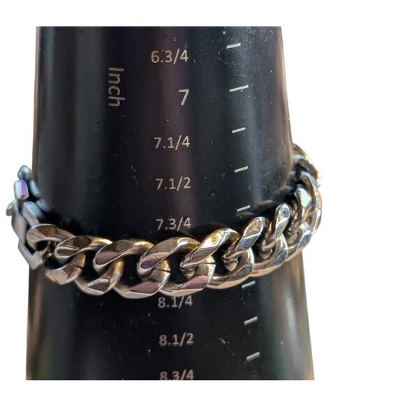 Vintage Stainless Steel 1/2" Wide 8.75" Long Curb Link Bracelet - Picture 5 of 6